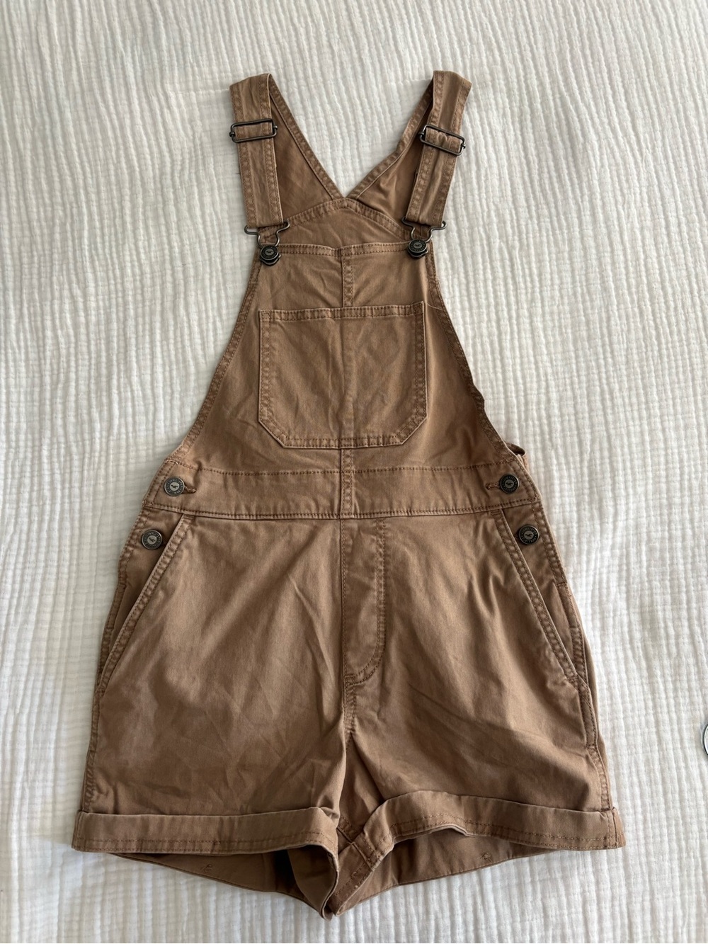 Hollister Tan High-Rise Short Overalls